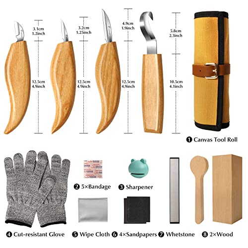 Whittling Kit for Beginners, Wood Whittling Kit for Kids, Wood Carving Kit with Basswood Wood Blocks, 23Pcs Wood Carving Tools Gift Set, DIY