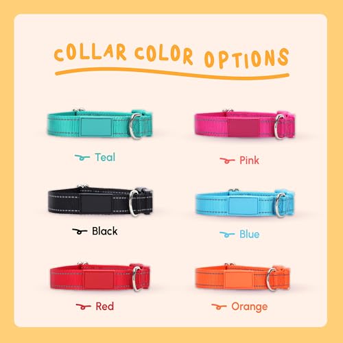 PAWBLEFY Personalized Dog Collars - Reflective Nylon Collar Customized with Name and Phone Number Adjustable Sizes for Small Dogs, Medium, Large 4 Colors Male Female boy Girl Puppies