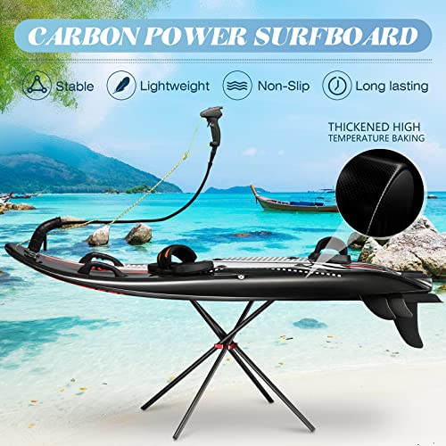 SAVADECK Power Surfboard, Carbon Fiber Surfing Longboard Fuel Power Board with 3.5L Tank and 5 Removable Fins, Non-Slip Adult Stand Up Surfing Board for All Levels of Surfing.