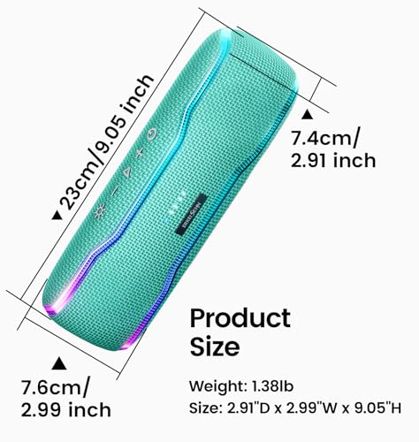 Portable Bluetooth Speaker, IPX7 Waterproof Wireless Speaker with Colorful Flashing Lights, 25W Stereo Sound with 24H Playtime, 100ft Bluetooth Range, Home Outdoor Speaker, TWS Pairing for Teen Gifts