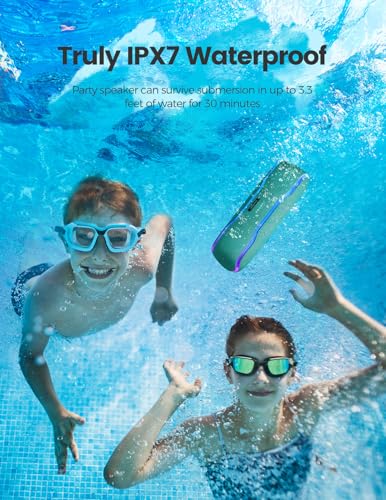 Portable Bluetooth Speaker, IPX7 Waterproof Wireless Speaker with Colorful Flashing Lights, 25W Stereo Sound with 24H Playtime, 100ft Bluetooth Range, Home Outdoor Speaker, TWS Pairing for Teen Gifts