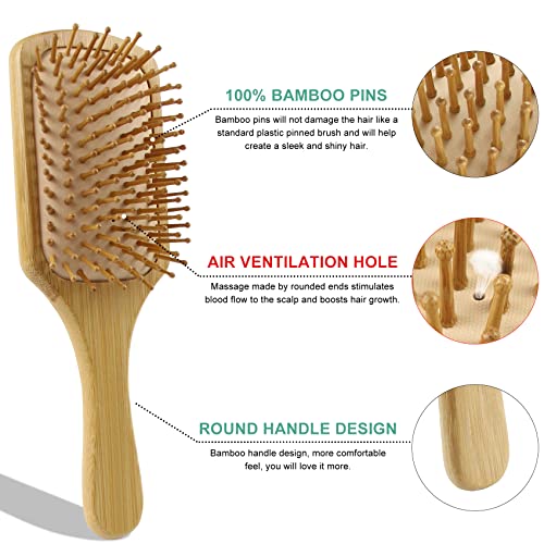 100% Bamboo Hair Brushes and Comb Set by Combetter, Comb for Women and Detangling, Great on All Hair, Eco-Friendly and Handmade for Women Men and Kids