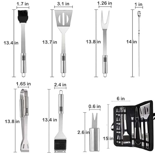 BBQ Accessories Kit - 20pcs Stainless BBQ Grill Tools Set for Smoker Camping Barbecue Grilling Tools BBQ Utensil Set Outdoor Cooking Tool Set with Canvas Bag Gift for Thanksgiving Day, Christmas