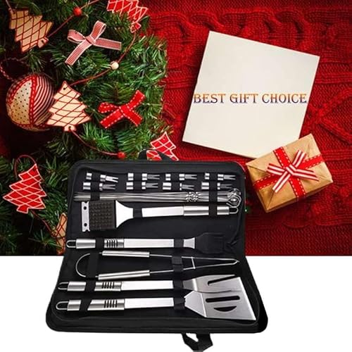 BBQ Accessories Kit - 20pcs Stainless BBQ Grill Tools Set for Smoker Camping Barbecue Grilling Tools BBQ Utensil Set Outdoor Cooking Tool Set with Canvas Bag Gift for Thanksgiving Day, Christmas