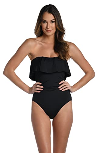 La Blanca Women's Standard Island Goddess Ruffle Bandeau One Piece Swimsuit