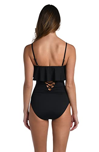 La Blanca Women's Standard Island Goddess Ruffle Bandeau One Piece Swimsuit