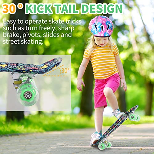 Skateboards, 22" Complete Skateboard, Mini Cruiser Skateboard for Kids Boys Girls Teens Beginners with Colorful Flashing Wheels Skate Tool, Kids Children's Day Gift