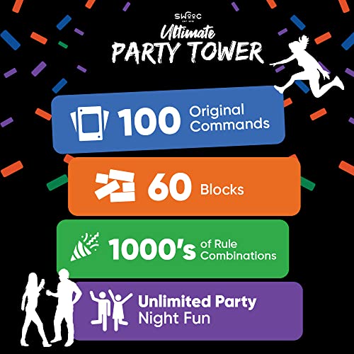 SWOOC - Ultimate Party Tower - 100 Original Commands, 60 Blocks & 1000's of Hilarious Rule Combinations - A Tipsy Spin on Fun Classic Games for Power Hour - Ages 21+