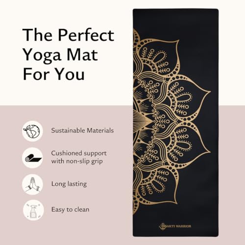 Shakti Warrior Sahasrara Shanti PU Yoga mat,Artist Designed, Great for Regular & Hot Yoga, Pilates and Work out (72 inchx28 inchx5mm Thick)k out (72 inchx28 inchx5mm Thick)