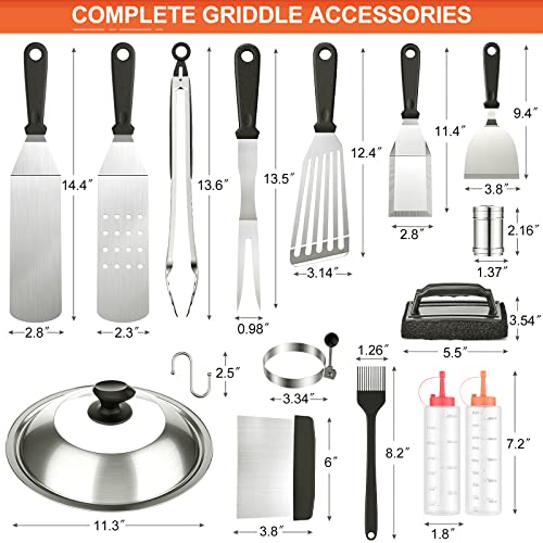 Blackstone Griddle Accessories Kit,28PCS Flat Top Grilling Tools Set for Blackstone and Camp Chef,Griddle Cleaning Kit Cooking Utensils Set with Carry Bag for Men Women Outdoor Barbecue Camping