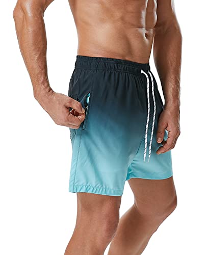 SILKWORLD Mens Swimming Trunks with Compression Liner Quick Dry 5 inch Swim Shorts with Zipper Pockets