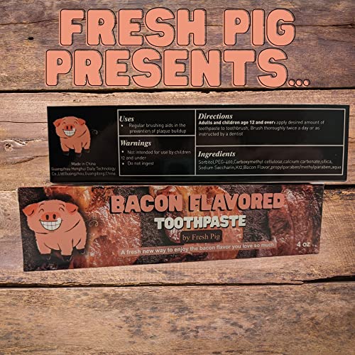 Fresh Pig Bacon Flavored Toothpaste - Gift Ideas for Bacon Lovers Funny Bacon Gag Gifts Under 10, Coworkers White Elephant Gifts for Adults Fluoride Free Christmas Stocking Stuffers Gift for Men