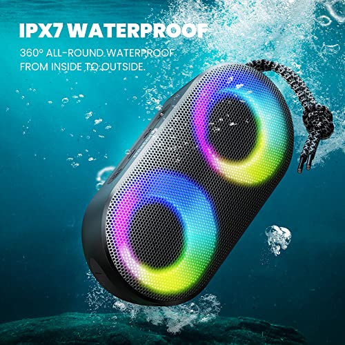 MIATONE Portable Bluetooth Speakers with Lights, Bluetooth Speaker Kids, 15W, IPX7 Waterproof, Bluetooth 5.3, 24H Playtime, Built-in MIC, TWS Portable Speaker for Gifts Teen Boys Speaker