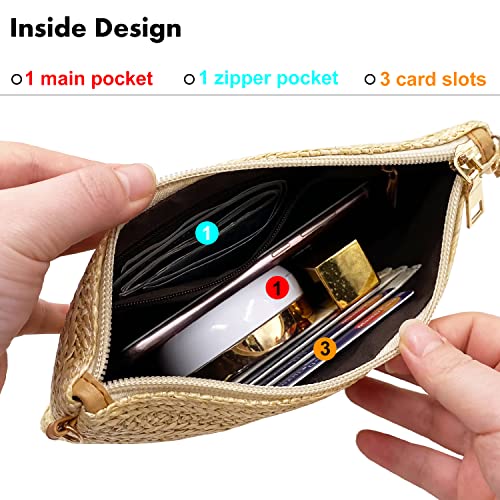 Beurlike Straw Clutch Purses for Women Beach Wristlet Wallet Small Cross body bag for Girls