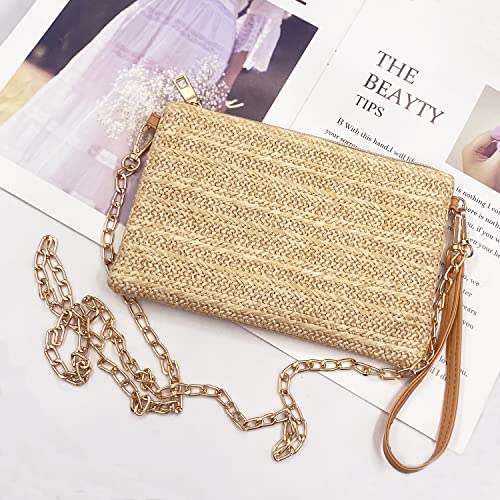 Beurlike Straw Clutch Purses for Women Beach Wristlet Wallet Small Cross body bag for Girls