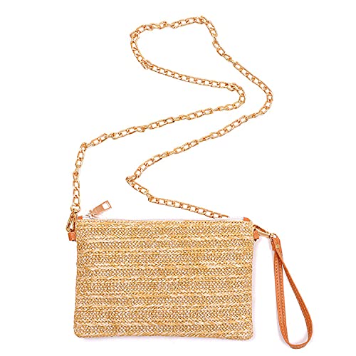 Beurlike Straw Clutch Purses for Women Beach Wristlet Wallet Small Cross body bag for Girls