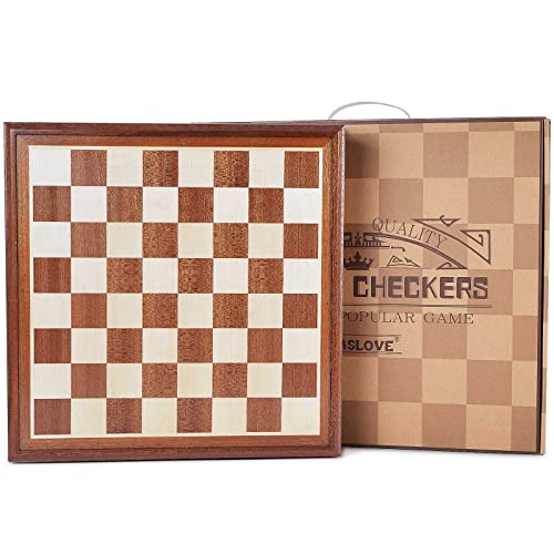 Chess and Checkers Board Game Sets for Adults Wooden Deluxe 15 inch Wood Board Box with Storage, Classic 2 in 1 Large Size with Chess Pieces - 3” King Height - 2 Extra Queens