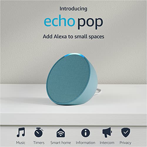 Amazon Echo Pop | Alexa fits in anywhere: bedroom, living room, bathroom, office, and small spaces | Midnight Teal