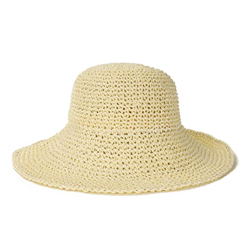 Sydbecs Womens Sun Hats Wide Brim Summer Beach Hat for Women Foldable Travel Straw Hat UPF50+