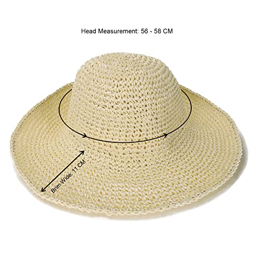 Sydbecs Womens Sun Hats Wide Brim Summer Beach Hat for Women Foldable Travel Straw Hat UPF50+