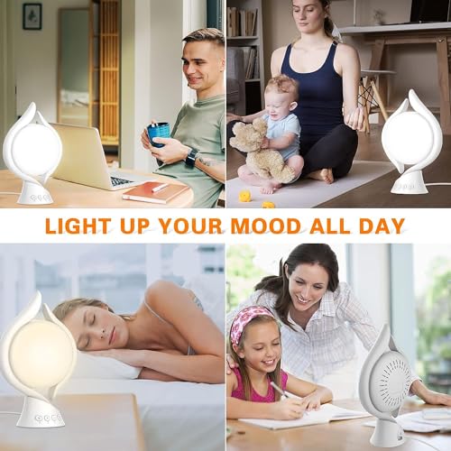 Voraiya Light Therapy Lamp 10000 Lux, UV-Free Therapy Light with 5 Brightness & 3 Color Temperature, 4 Timer & Memory Function, Full Spectrum, Bright Seasonal Sun Light Lamp for Bedroom, Office