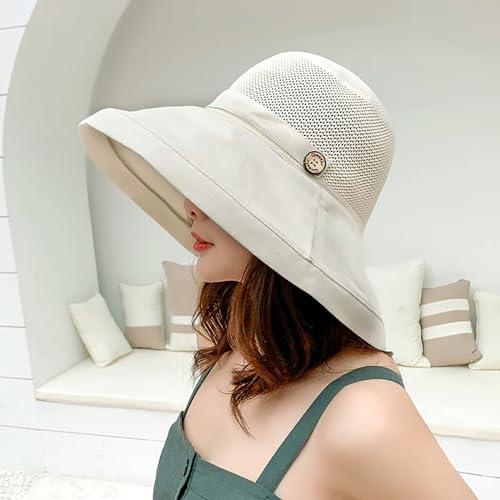 Summer Mesh Sun Hats for Women UV Protection Wide Brim Packable Beach Bucket Hat