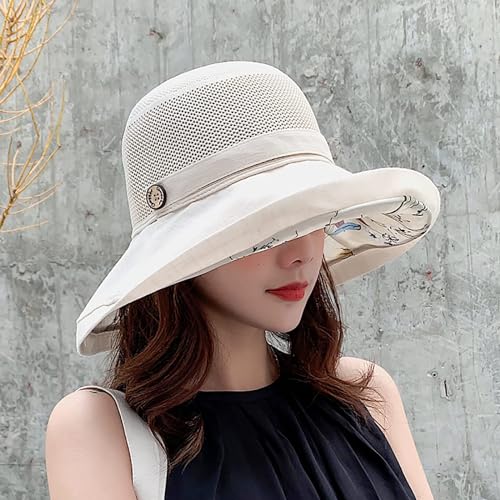 Summer Mesh Sun Hats for Women UV Protection Wide Brim Packable Beach Bucket Hat