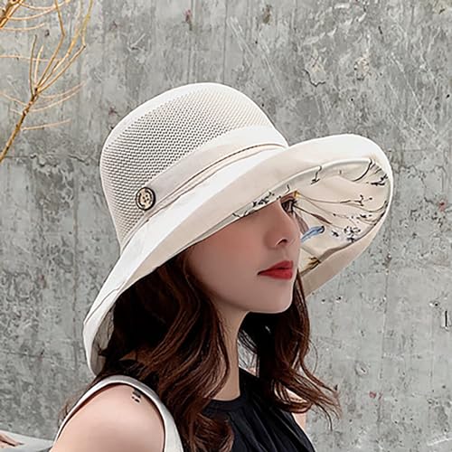 Summer Mesh Sun Hats for Women UV Protection Wide Brim Packable Beach Bucket Hat