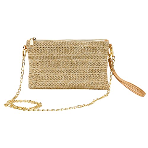 Crossbody Summer Bag for Women Beach Straw Purse with Strap