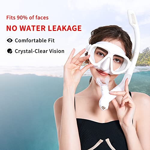 Snorkel Set, Anti-Fog Diving Mask, Comfortable Adult Scuba Mask with Tempered Glass, Men's and Women's Snorkeling Gear