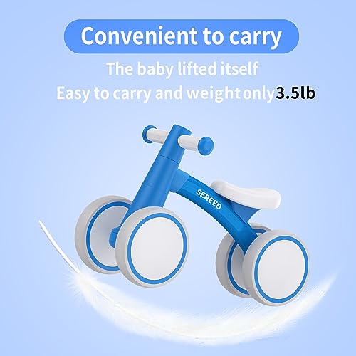 SEREED Baby Balance Bike for 1 Year Old Boys Girls 12-24 Month Toddler Balance Bike, 4 Wheels Toddler First Bike, First Birthday Gifts