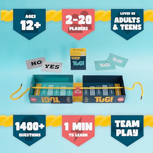 Trivia Battle Board Game | 2-20 Players | Tuga War in a Box | Party Game | Adults & Kids 12 13 14 15 + | 1400 Questions | Best Fun Card Games for Family, Couples, Teens