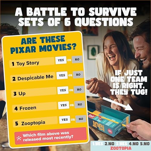 Trivia Battle Board Game | 2-20 Players | Tuga War in a Box | Party Game | Adults & Kids 12 13 14 15 + | 1400 Questions | Best Fun Card Games for Family, Couples, Teens