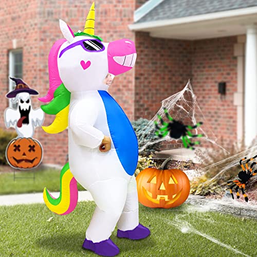 Camlinbo Halloween Inflatable Unicorn Costume for Adults Kids Full Body Blow up Halloween Costumes Party Cosplay