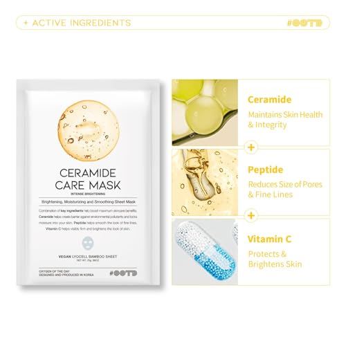 #OOTD Hydrating Soothing Sheet Masks Gift Set for Skincare, Korean Vegan Sheet Mask for Dry, Sensitive Skin, Calming, Smoothing, Brightening, Collagen, Ceramide, Cica, Hyaluronic Acid 30EA