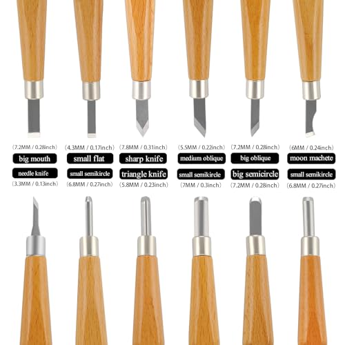 Wood Carving Kit, Wood Carving Knife Set with 33 PCS, Whittling Knife, wood whittling kit for Beginners Adults and Kids, Wood Carving Knives with Basswood Wood Blocks for DIY Making Spoon, Cup, Bowl