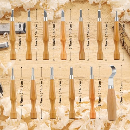 Wood Carving Kit, Wood Carving Knife Set with 33 PCS, Whittling Knife, wood whittling kit for Beginners Adults and Kids, Wood Carving Knives with Basswood Wood Blocks for DIY Making Spoon, Cup, Bowl