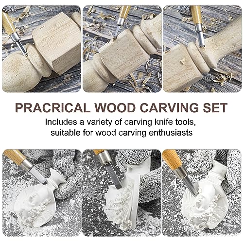 Wood Carving Kit, Wood Carving Knife Set with 33 PCS, Whittling Knife, wood whittling kit for Beginners Adults and Kids, Wood Carving Knives with Basswood Wood Blocks for DIY Making Spoon, Cup, Bowl