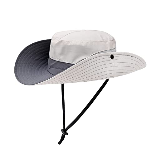 Womens Summer Sun Hat Beach Hat Wide Brim Outdoor UV Protection Hat Foldable Cool Mesh Ponytail Bucket Hat