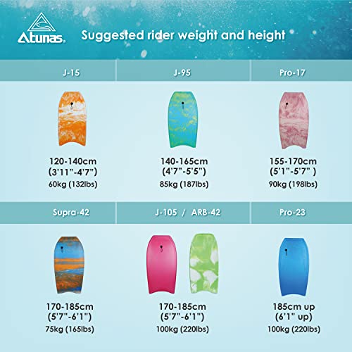 Body Boards, 33"-43" Bodyboard for Beach with Wrist Leash, Solid PE/EVA Closed-Cell Waterproof Foam, Surfing for Kids and Adults