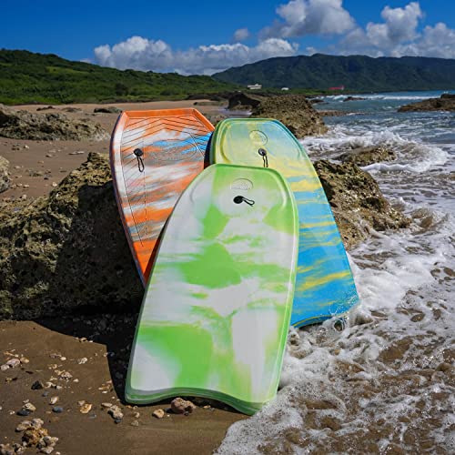 Body Boards, 33"-43" Bodyboard for Beach with Wrist Leash, Solid PE/EVA Closed-Cell Waterproof Foam, Surfing for Kids and Adults