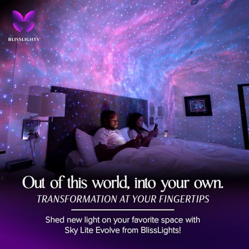 BlissLights Sky Lite Evolve - Star Projector, Galaxy Projector, LED Nebula Lighting, WiFi App, for Meditation, Relaxation, Gaming Room, Home Theater, and Bedroom Night Light Gift (Blue Stars)