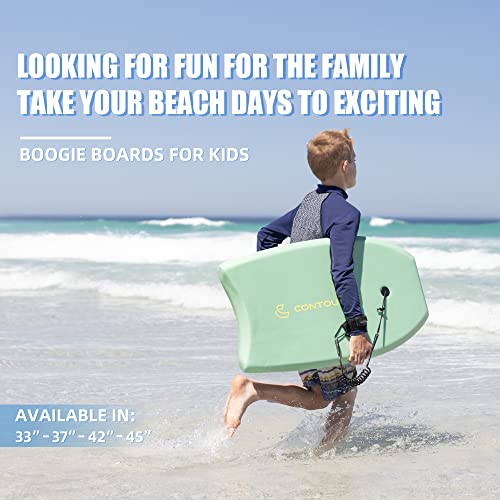 Reed Body Board 33 Inches Bodyboard Body Boards for Beach Kids Lightweight EPS Core Dual Channel Double Swivel Coiled Wrist Leash for All Surfing Levels