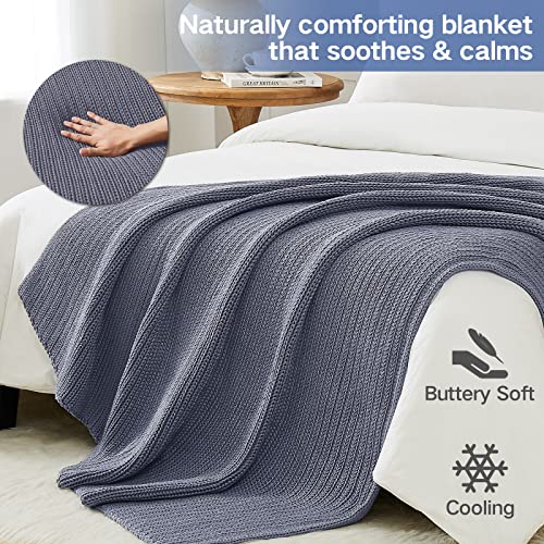 Guohaoi Knitted Weighted Blanket(Light Grey 60"x80" 15lbs),Home Décor Cooling Throw Blanket for Hot Sleepers,Hand Made Chunky Knit Heavy Blanket for Adults Use on Queen/King Size Bed