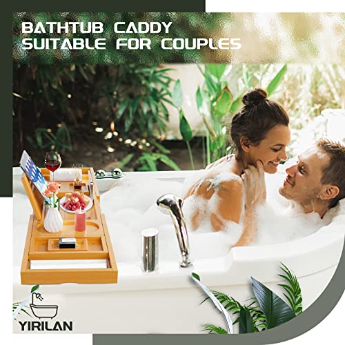 Yirilan Premium Bathtub Tray Caddy - Expandable Bath Tray - Unique House Warming Gifts, New Home, Anniversary & Wedding Gifts for Couple, Bridal Shower Gift for Women