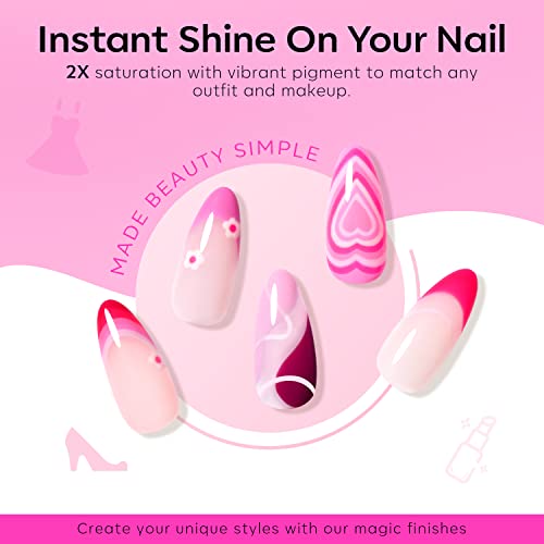 modelones Pink Gel Nail Polish Set 6 Colors, Hot Pink Tones Neon Pink Shades Magenta Light Soft to Dark Nail Art Design for Women Girl LGBT Unisex Nail Lovers Gift Salon DIY Summer Gel Manicure Kit