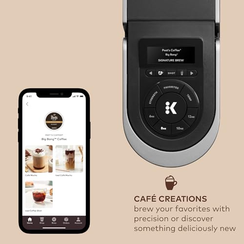 Keurig K-Café SMART Single Serve Coffee Maker with WiFi Compatibility, Latte and Cappuccino Machine with Built-In Frother, 6 Brew Sizes, Compatible with Alexa, Black