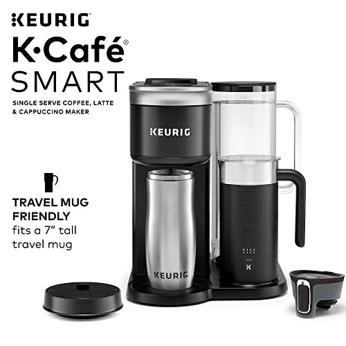 Keurig K-Café SMART Single Serve Coffee Maker with WiFi Compatibility, Latte and Cappuccino Machine with Built-In Frother, 6 Brew Sizes, Compatible with Alexa, Black