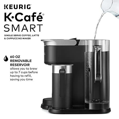 Keurig K-Café SMART Single Serve Coffee Maker with WiFi Compatibility, Latte and Cappuccino Machine with Built-In Frother, 6 Brew Sizes, Compatible with Alexa, Black