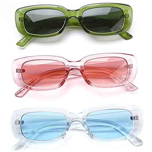 Tskestvy 10 Pairs Rectangle Sunglasses Pack for Women Small Square Retro Glasses Y2K Aesthetic 2000S Sunglasses Set Vintage